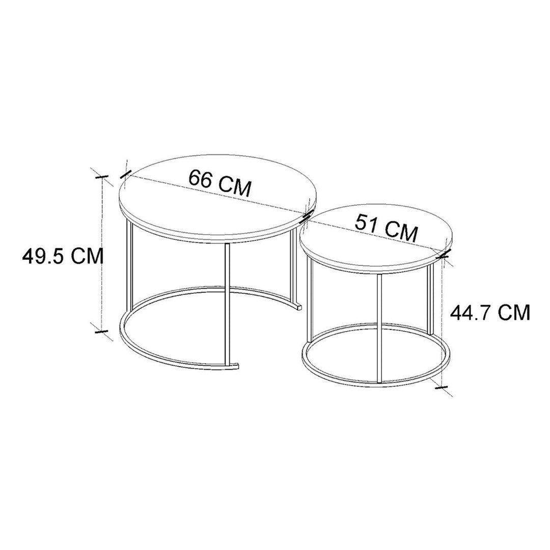 Set 2 masute Hilal Zigon, masute cafea 60 x 50 cm, stil Zigon se imping una sub alta, picioare metalice + blat PAL melaminat 18 mm clasa E1, perfecte living birou sau apartament mic, stil modern scandinav Antracit - detaliu 7