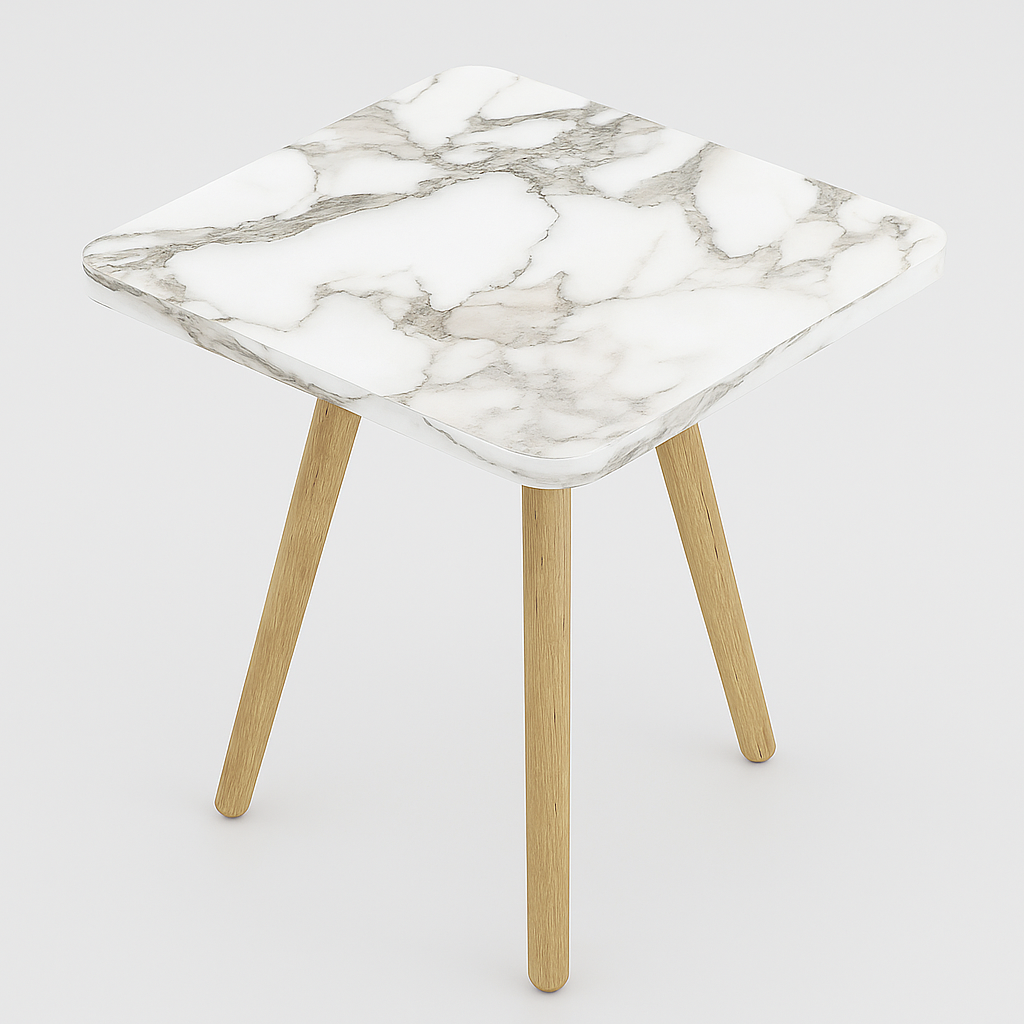 Masuta decorativa cu picioare din lemn, 34 x 34 cm, stil nordic