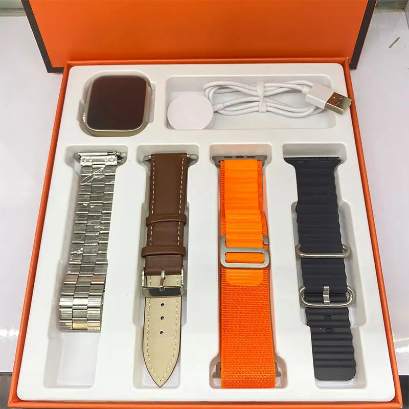 Ceas Smartwatch Ultra Y10 , ecran 2.0", 4 curele, incarcare wireless