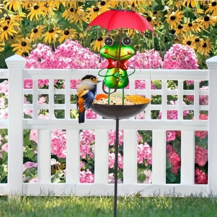 Set 2 Lampi Solare Decorative cu Hranitoare Pasari Model Albinuta Broscuta Gradina - detaliu produs