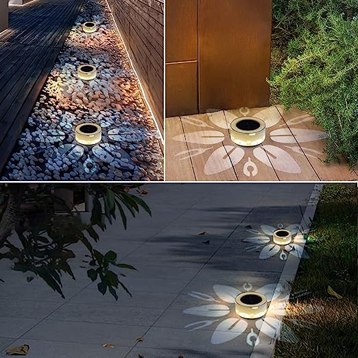 Lampa solara LED decorativa cu proiectie floare, IP65, 5W, alb rece, dimensiuni 12.5 x 6.5 cm