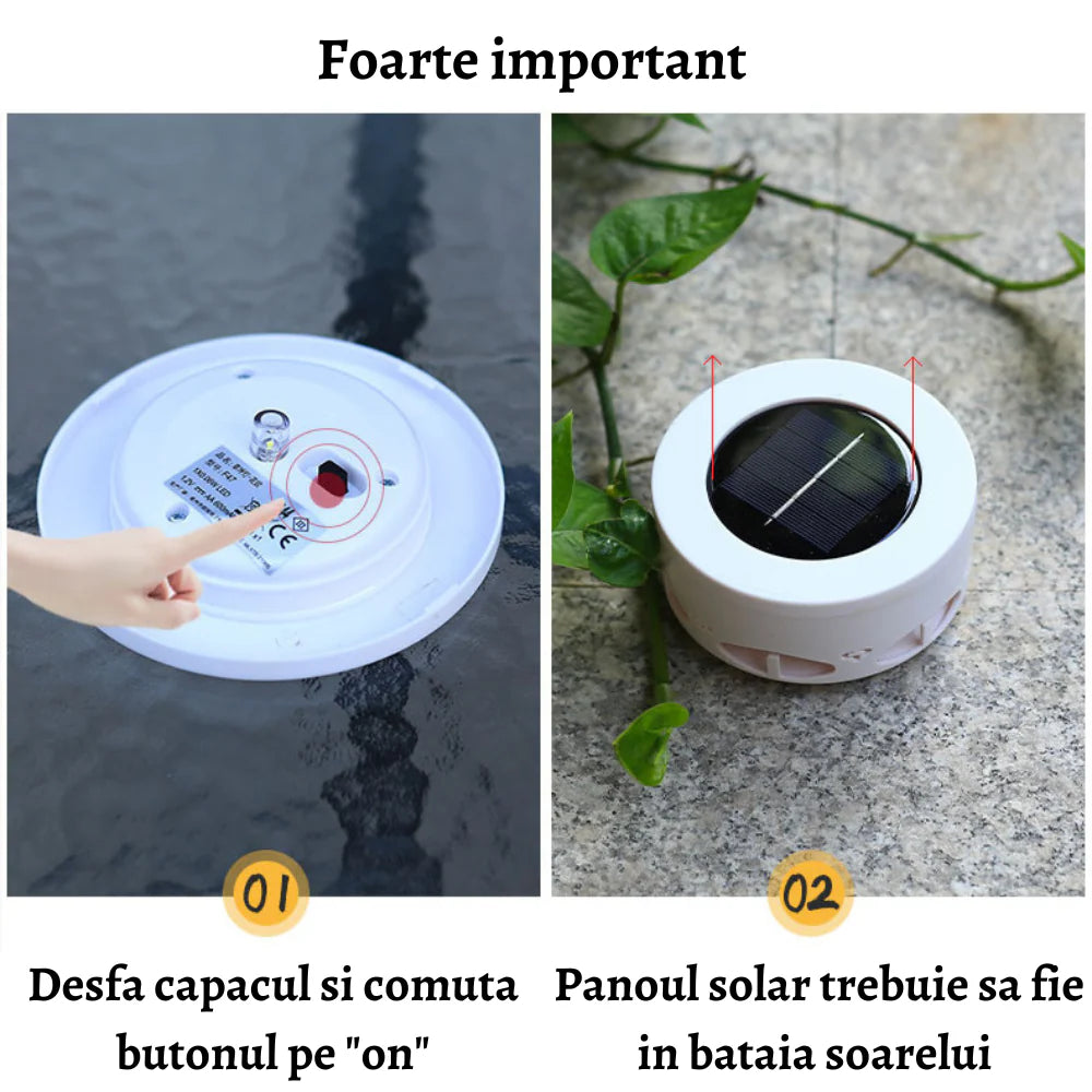 Lampa solara LED decorativa cu proiectie floare, IP65, 5W, alb rece, dimensiuni 12.5 x 6.5 cm