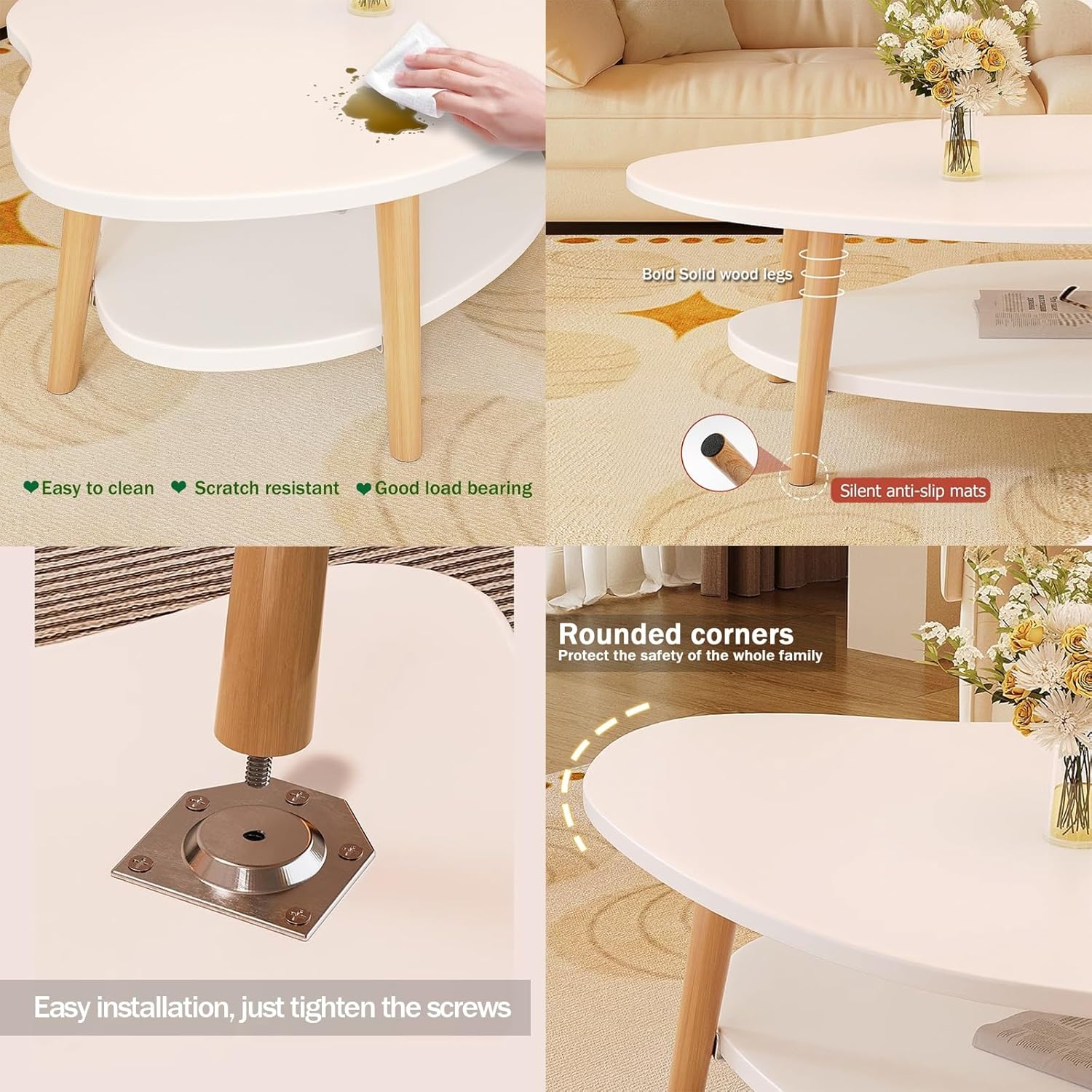 Masa de Cafea in Forma de Nor Cloud Table 2 Nivele 100cm Alb Design Modern - detaliu produs