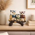 Decoratiune bufnite pe creanga, rasina, 21 x 17 cm