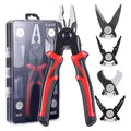 Clește multifuncțional 5 în 1 cu capete interschimbabile, Patent, Taietor Cablu, Dezizolator, Cleste Sertizare, Foarfeca de tabla, cap interschimbabil, maner ergonomic, izolat electric
