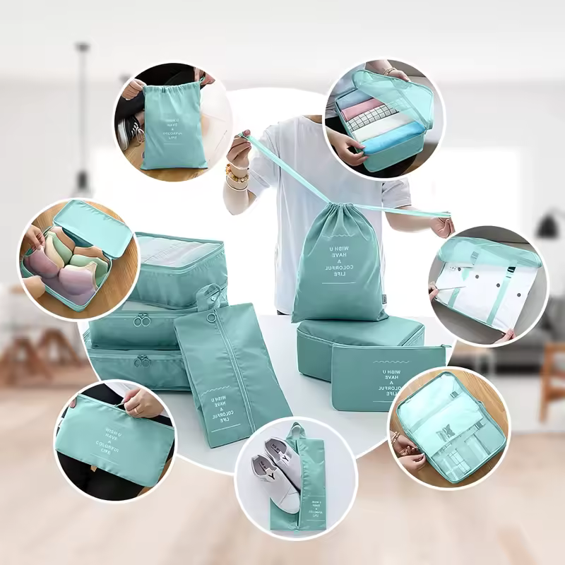 Set 10 organizatoare de bagaje – impermeabile, ușoare, pliante, cu mânere și fermoar dublu