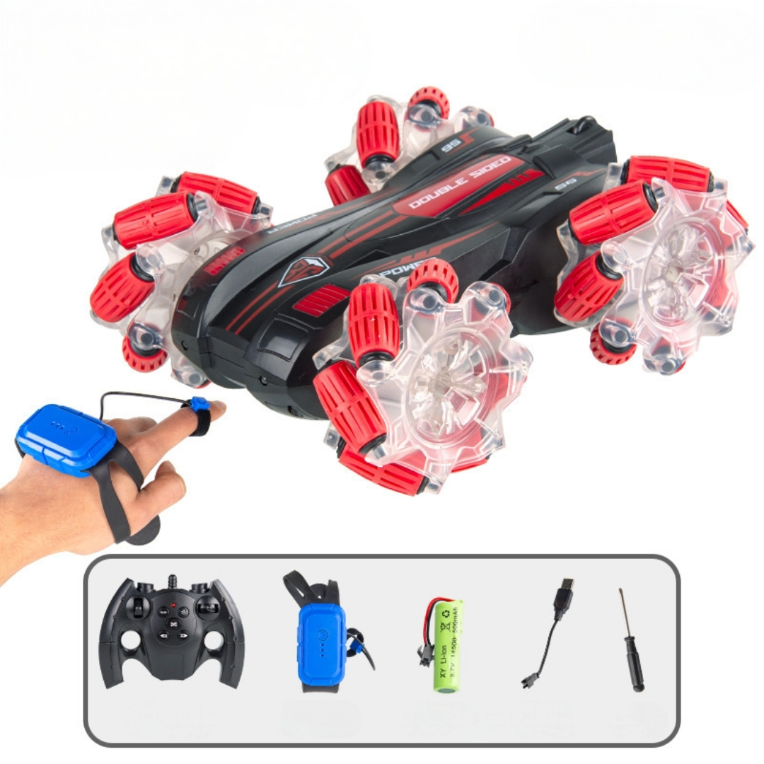 Masinuta de jucarie 4x4 cu control prin gesturi si telecomanda, off-road, fata dubla, lumini LED