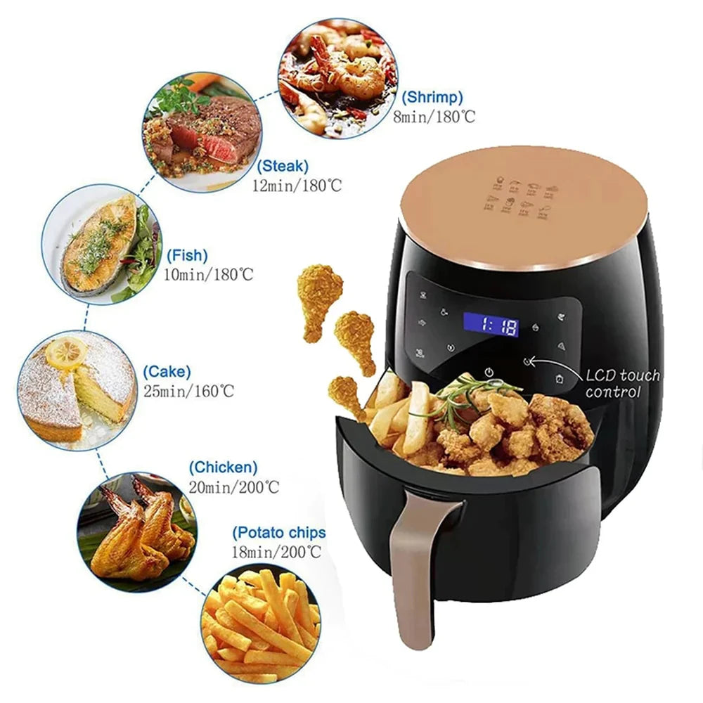 RESIGILAT - Friteuza cu aer cald, S-18 Air Fryer, 2400W, afisaj digital, LCD Touch control