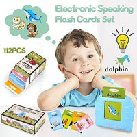 Jucarie educativa Montessori, Set masina de invatare limba engleza cu cititor de carduri, 112 bucati carduri flash 224 de