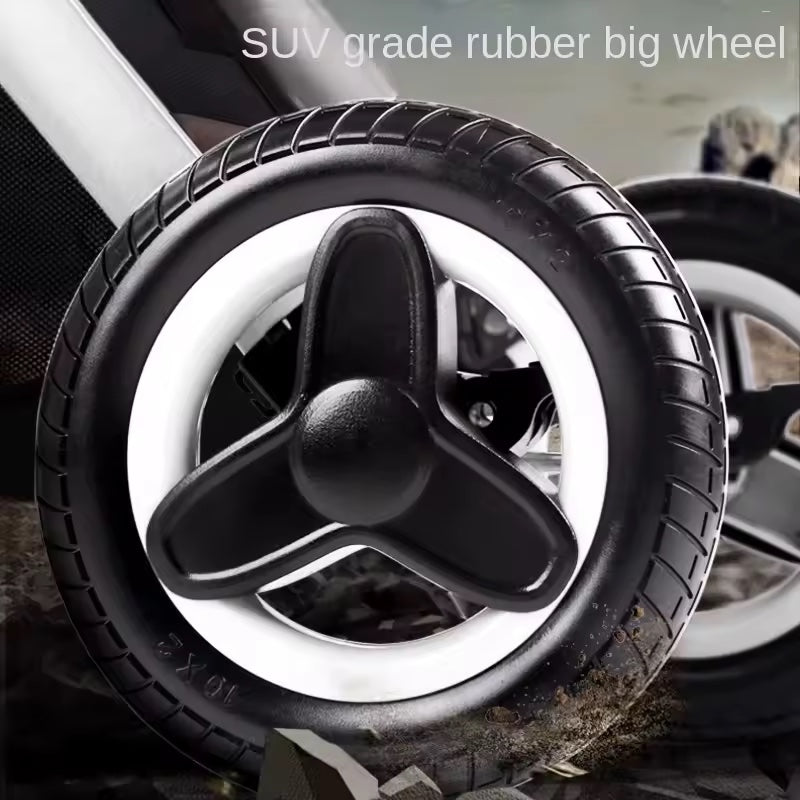 Carucior Bebelusi 2 in 1 Premium, Pliabil, cu Roti Cauciuc si Suspensii, Transformabil Landou-Sport, Cos Depozitare, 0-36 Luni