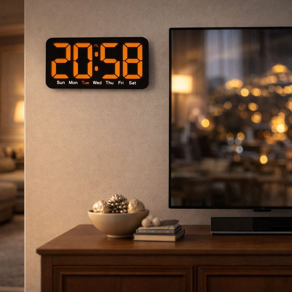 Ceas digital LED cu afisaj mare, 26x13 cm