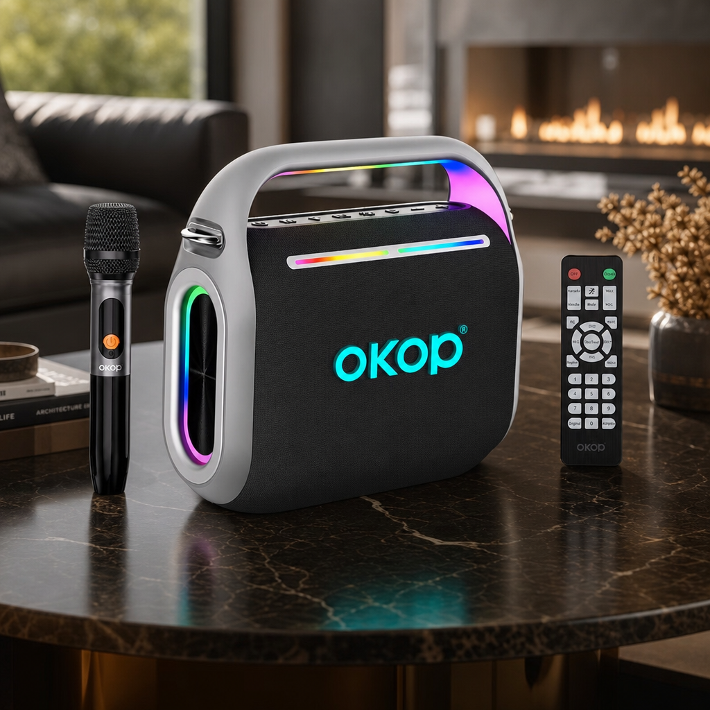 OKOP KP-8003 Boxa Portabila Bluetooth 120W Lumini RGB USB TF AUX Microfon - detaliu produs