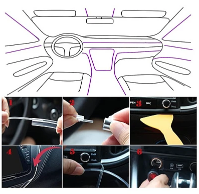 Kit Lumini ambientale LED RGB si aplicatie Bluetooth pentru control, 12V, sincronizare muzicala, 5 capete