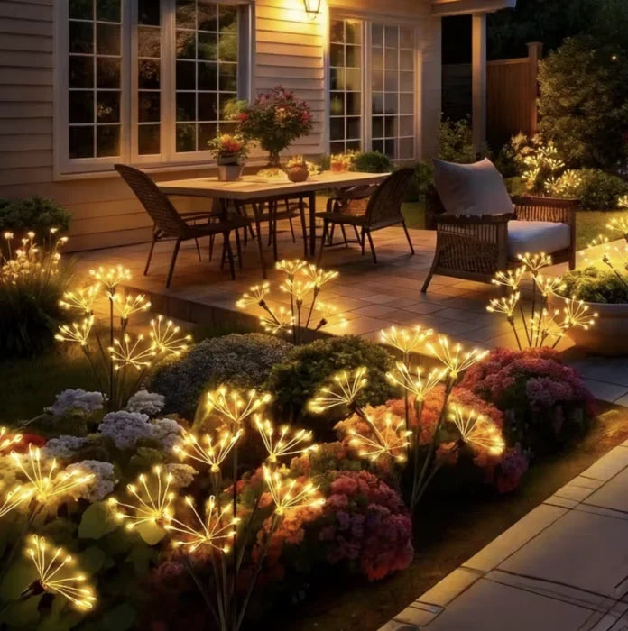 Set 2 Lampi Solare Decorative de Gradina Tip Papadie 72 cm 6 Ramuri Flexibile 60 LED Alb Cald - detaliu produs
