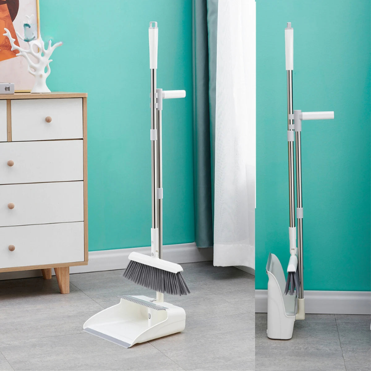 Set matura si faras pliabil, coada inox, perii moi de 7.5 cm, alb