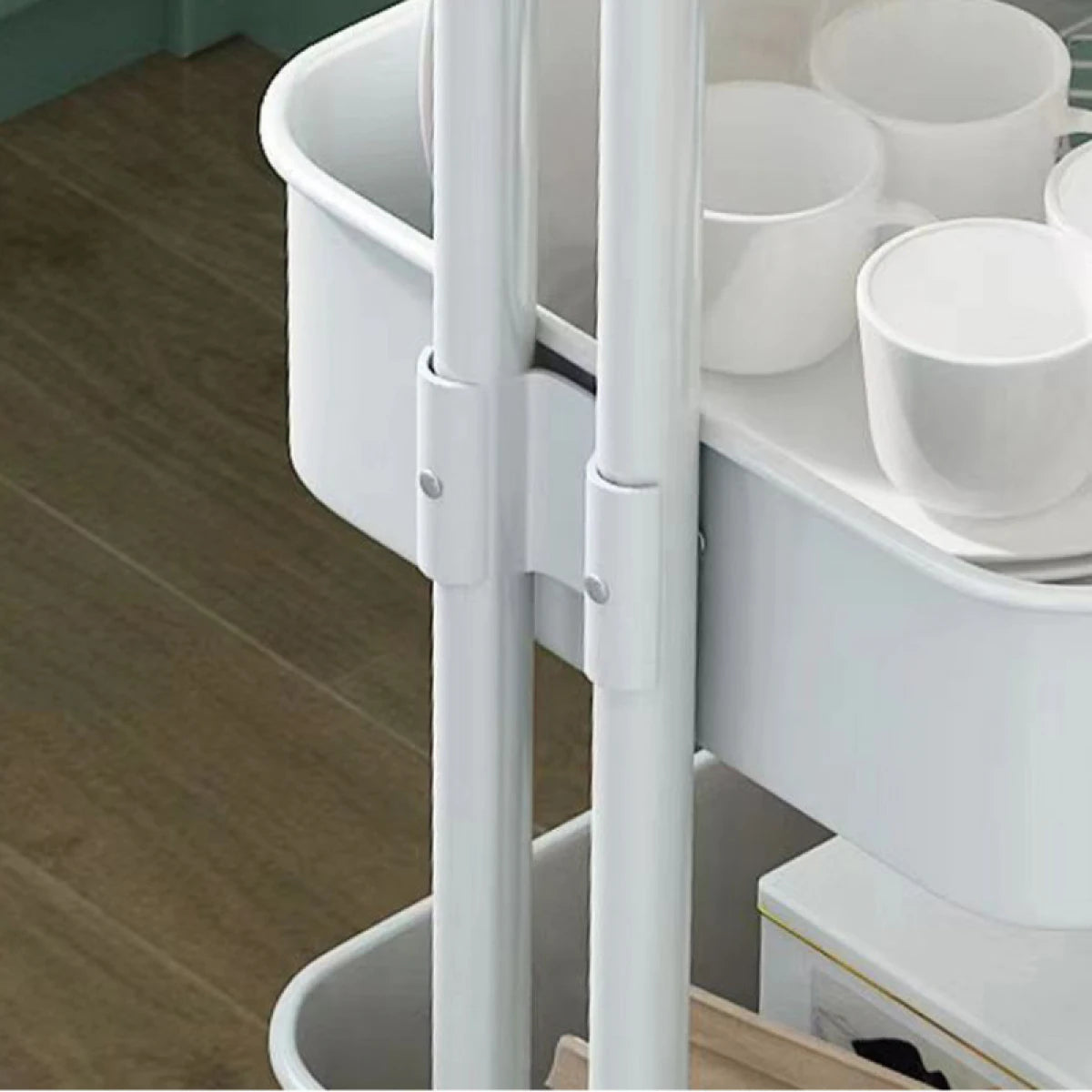 Raft portabil cu 3 nivele – cu cosuri metalice si roti rotative 360°