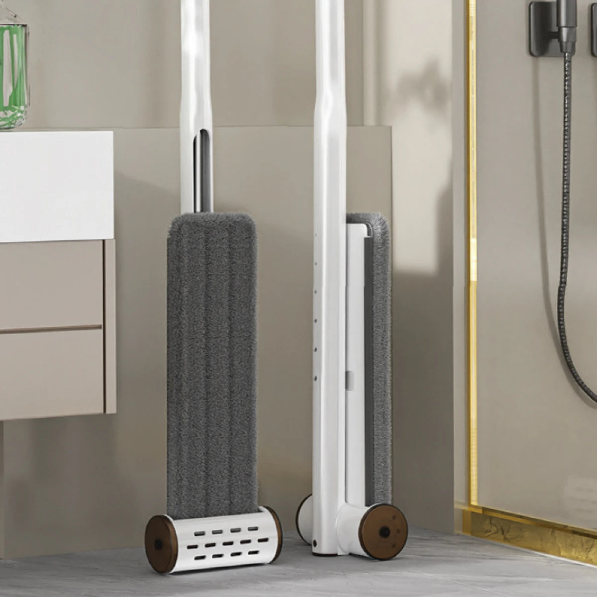 Set mop rotativ cu 2 lavete microfibra si lighean pliabil de 8 L