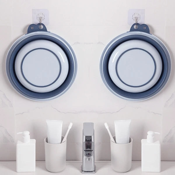 Set 2 ligheane pliabile (6L + 4L) cu suport autoadeziv pentru baie, voiaj, bebelus, compact, 39/35 cm