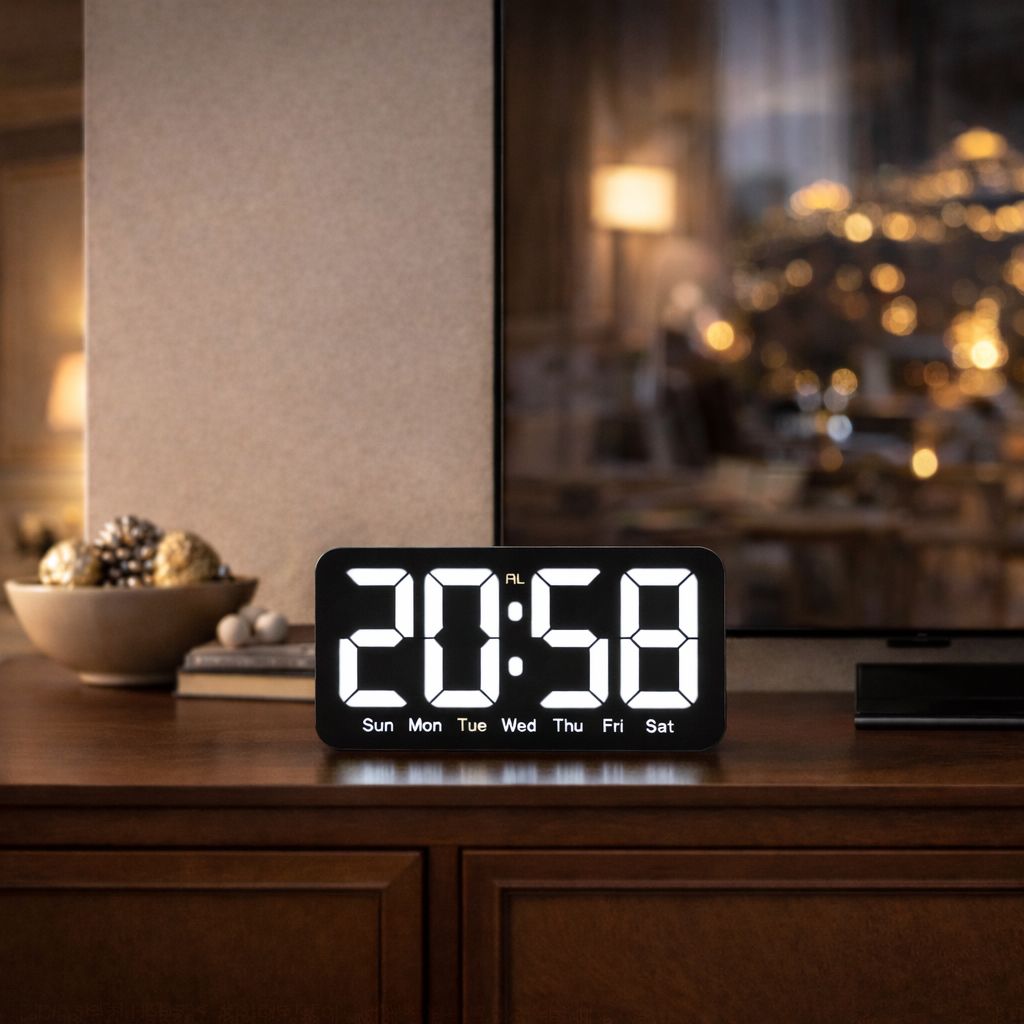 Ceas digital LED cu afisaj mare, 26x13 cm