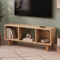 Stand TV Cuba Sapphire Oak 120cm Lemn Natural 3 Compartimente Picioare Cilindrice