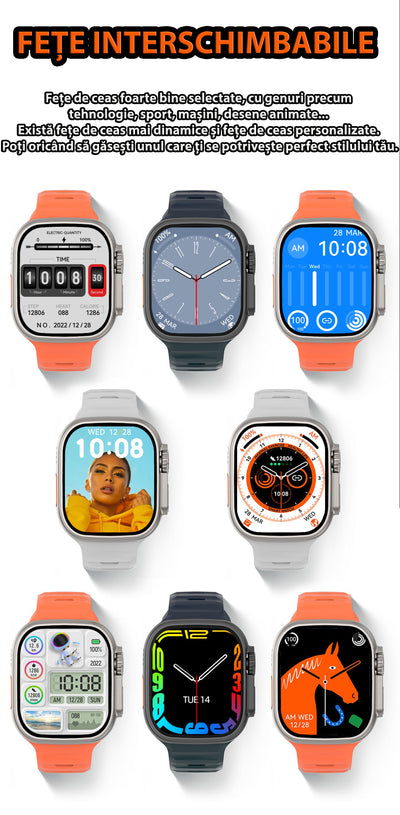 Ceas Smartwatch 8 Ultra Watch, 2.0" IPS Full Touch, incarcare magnetica, apel Bluetooth, bratara, monitor de sanatate, unisex
