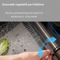 Set Chiuveta Bucatarie cu Afisaj LED Baterie Dus Extractibil 2 Cascade Otel Inoxidabil 750x450mm, Argintiu - imagine 10
