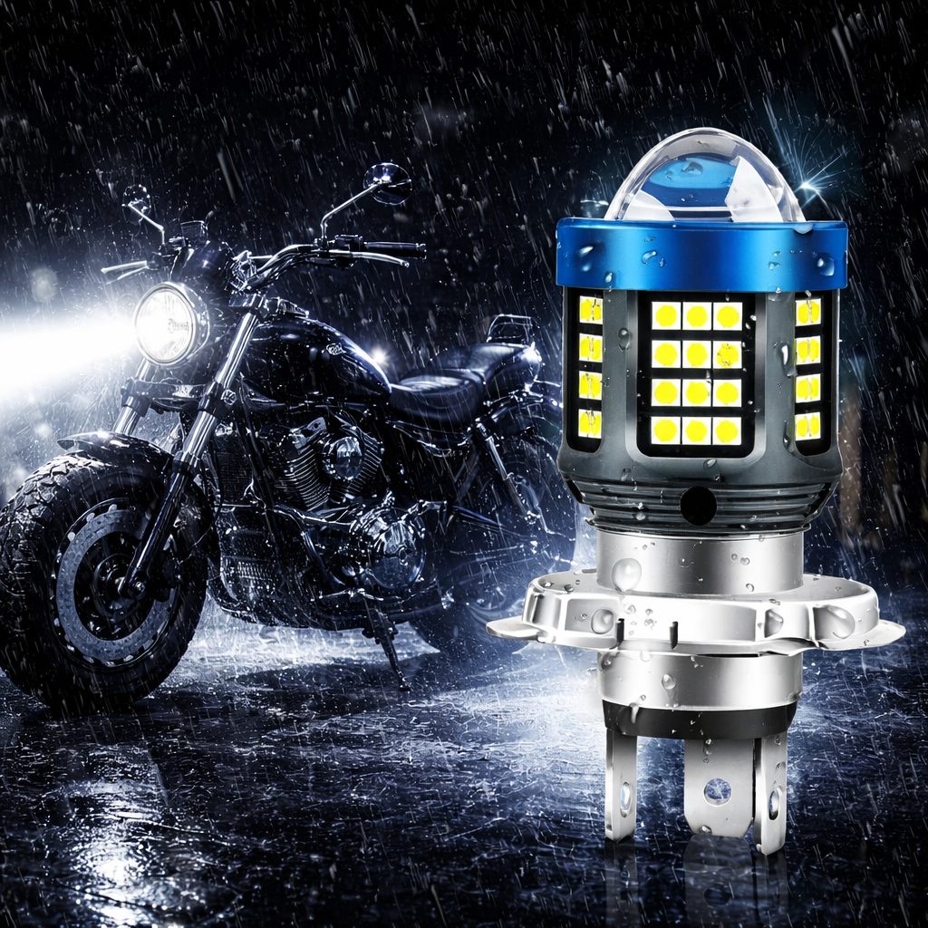 Bec Led H4 MOTO cu doua faze 3030 cu 61 LED SMD temperatura 6000k putere 160W 15000 lm