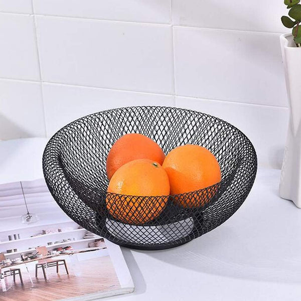 Cos de fructe rotund din metal, 25,5 x 13 cm, negru - Tenq.ro