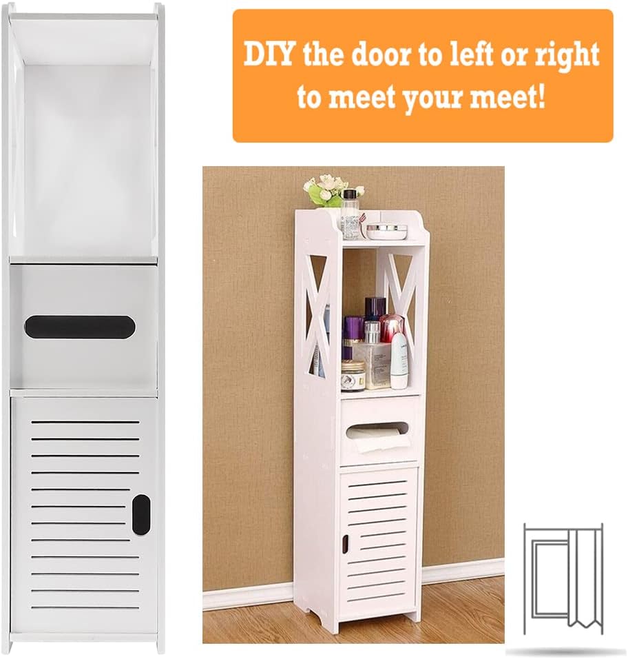 Dulap vertical pentru baie, 80 x 20 x 18 cm, Alb