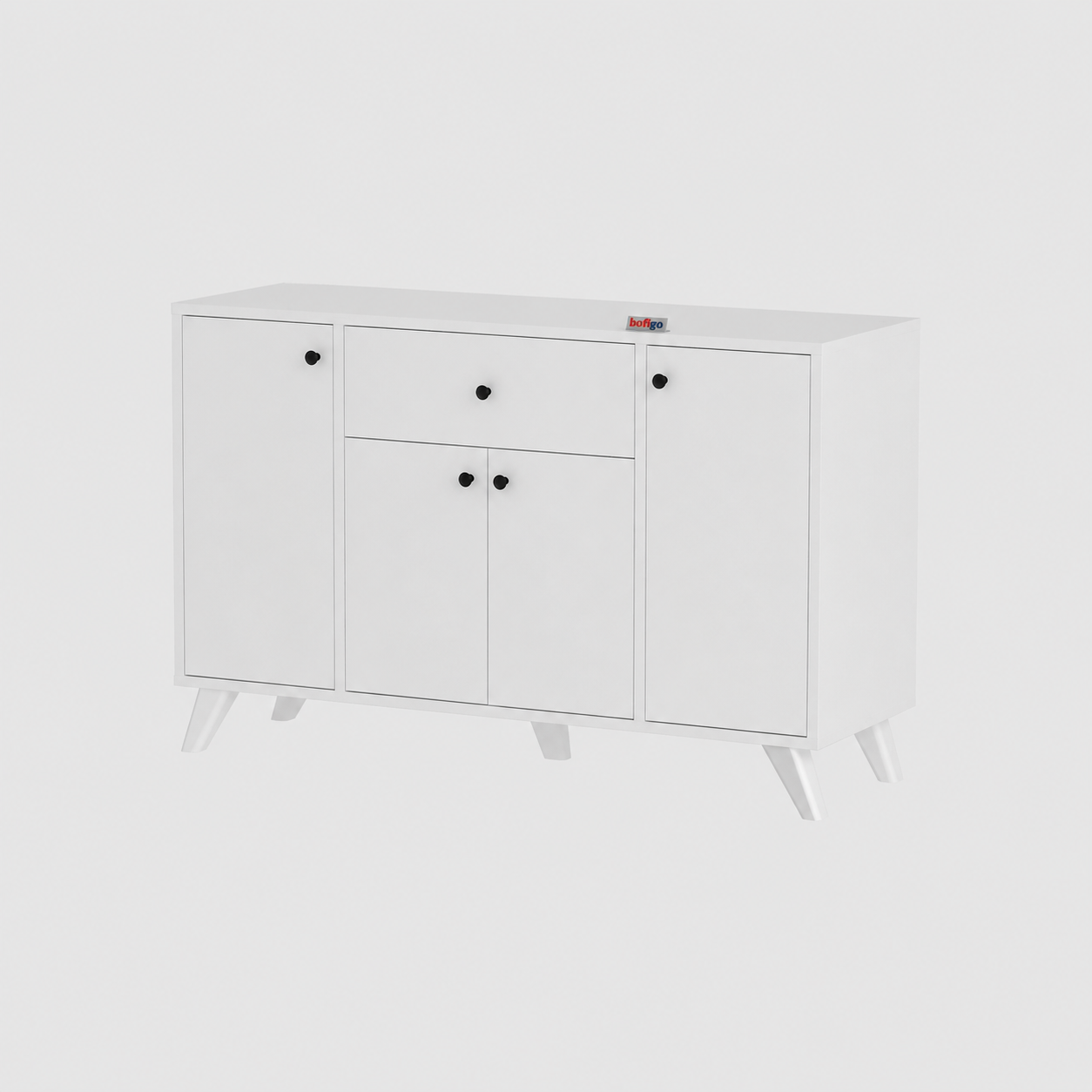 RESIGILAT - Dulap multifunctional 120x43,4x89 cm, cu 4 usi si sertare, pentru bucatarie, camara sau colt de cafea, alb