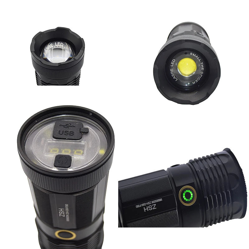 Lanterna profesioana 10W cu laser led si maner, acumulatori 3 x 16500, ZSH-G99-P360