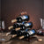 Suport pentru 6 sticle de vin, design modern, lemn natural si otel, 32.5 x 16 x 30 cm