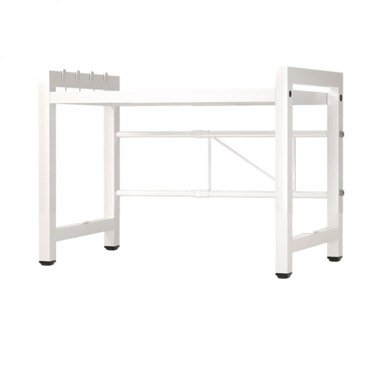 Raft metalic cuptor cu microunde, negru, etajera ajustabila, organizator bucatarie, 40-60 x 36.5 x 45 cm