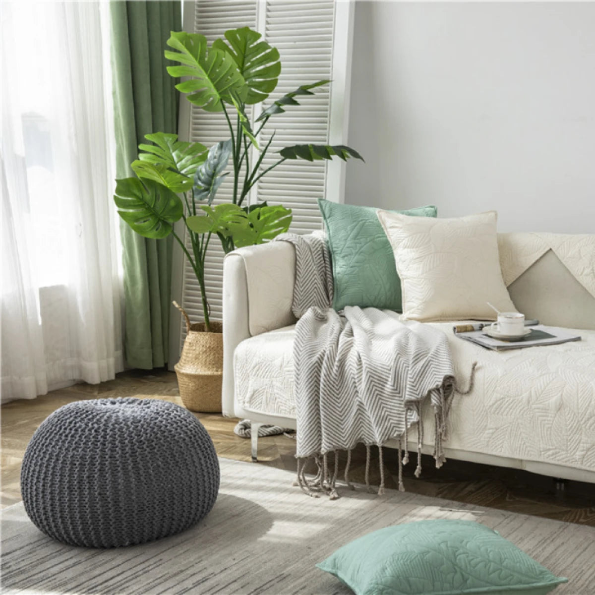 Perna decorativa din bumbac cu husa detasabila, 45 x 45 x 10 cm