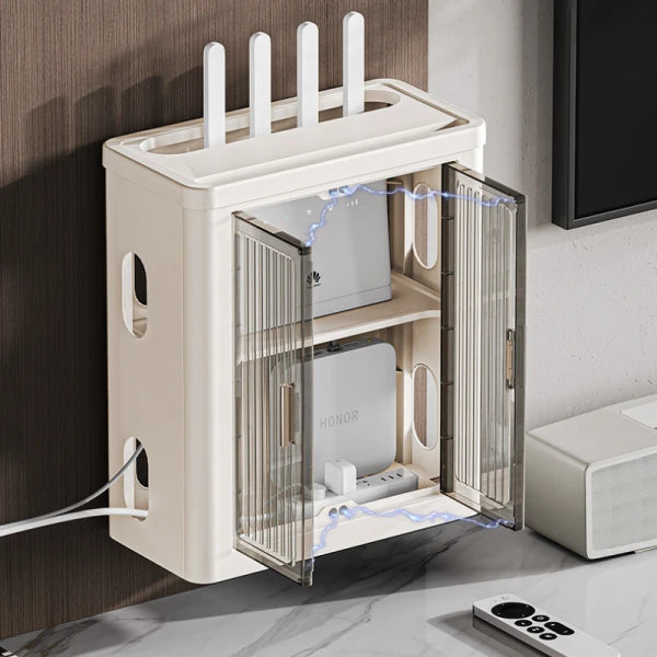 Cutie Depozitare Router WiFi cu Montare pe Perete sau Mobilier, 33 cm x 28 cm x 14.3 cm