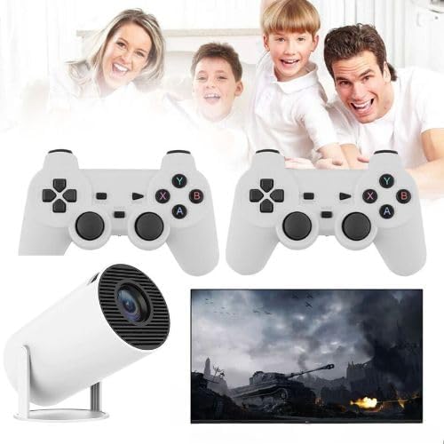 Videoproiector portabil, X10 Plus, 5000 lumeni, 4K Ultra HD, WiFi, Bluetooth 5.0, difuzor integrat, telecomanda, 10.000 jocuri incluse, Rotatie 180 grade, alb