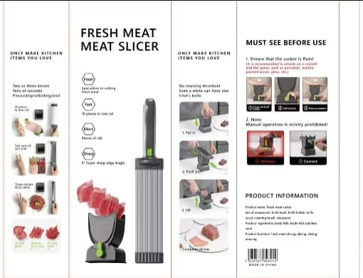 Feliator Profesional pentru Carne cu Lame Multiple din Inox Alimentar si Grosime Ajustabila (2-4mm) – Ideal pentru Tartar, Fasii, Felii si Cuburi de Carne