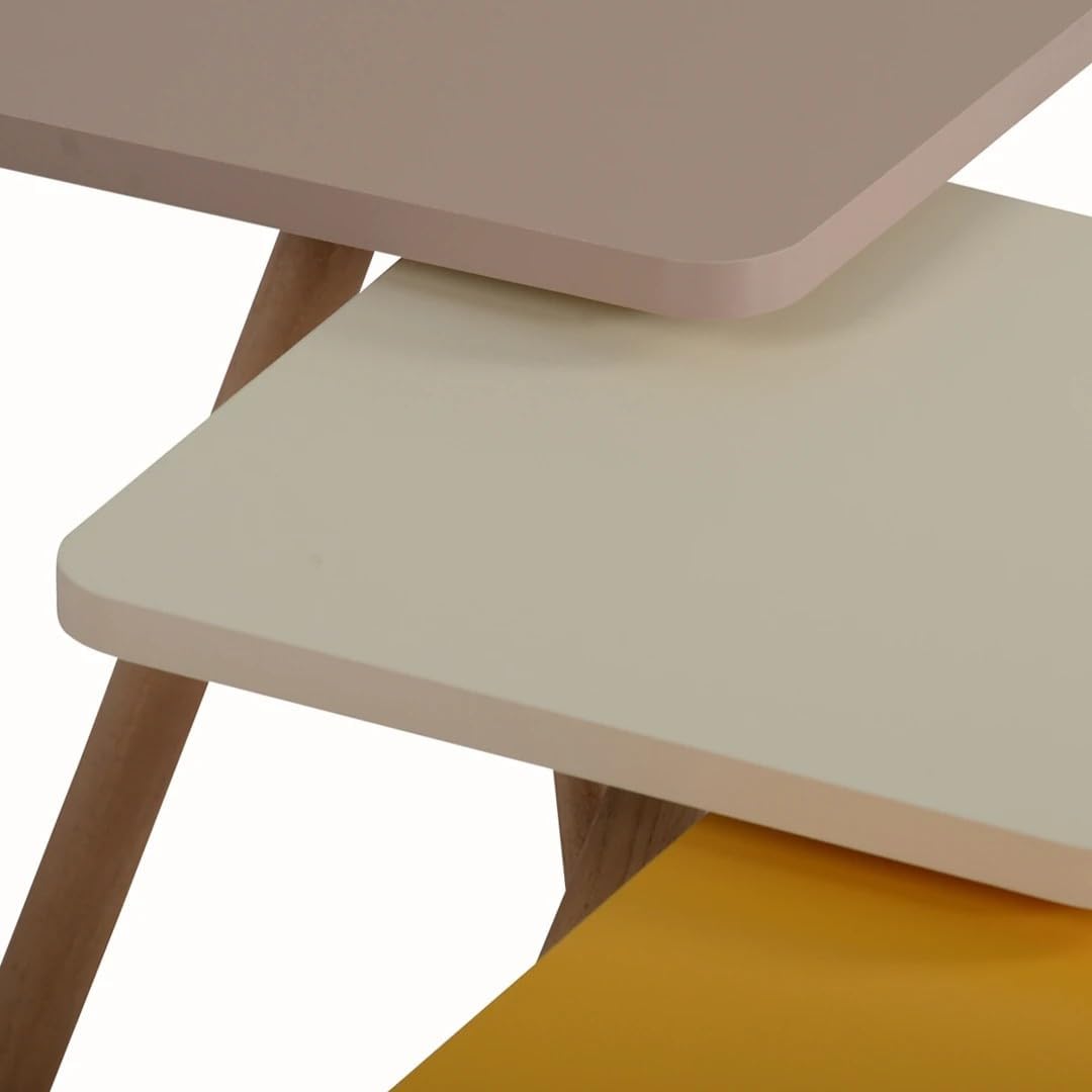 Set 3 masute decorative cu picioare din lemn 34x34 cm, 3 inaltimi (41 / 45 / 49 cm)