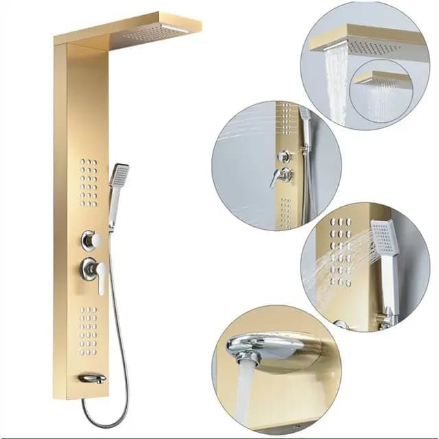RESIGILAT-Panou dus hidromasaj inox auriu/argintiu 5 functii