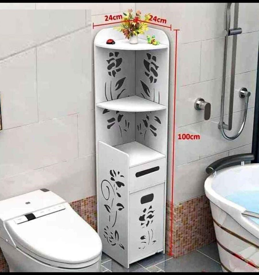 Dulap vertical pentru baie, 3 polite, 2 sertare 90x24x24 cm, alb