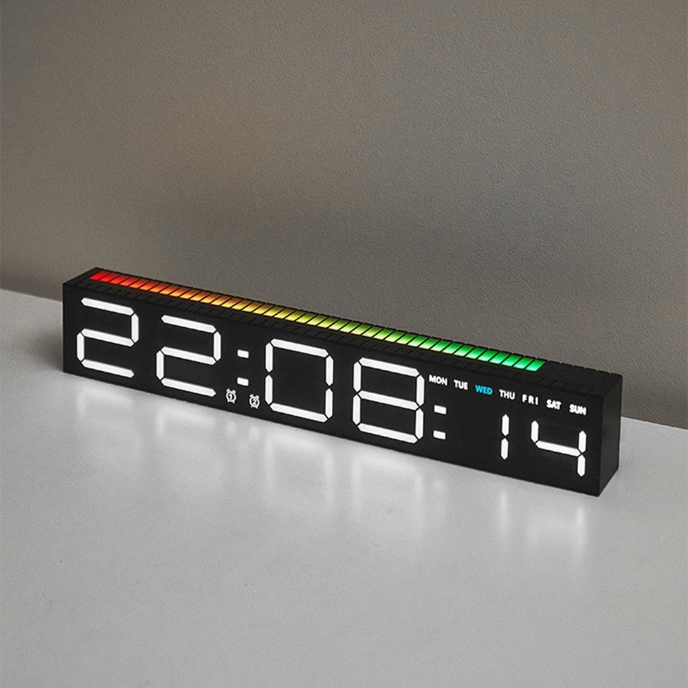 Ceas Electronic LED cu 2 Moduri de Afișare 9 Culori  si Functie Pickup Reactiva la Sunet