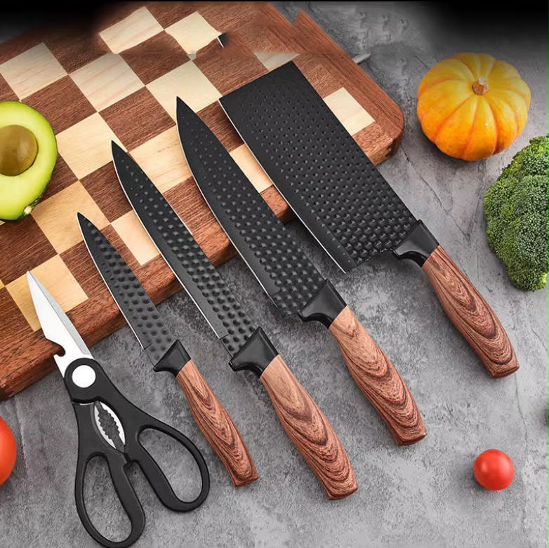 Set Cutite Bucatarie Inox 6 Piese 4 Cutite Otel Inoxidabil Foarfeca Ceramica - detaliu produs