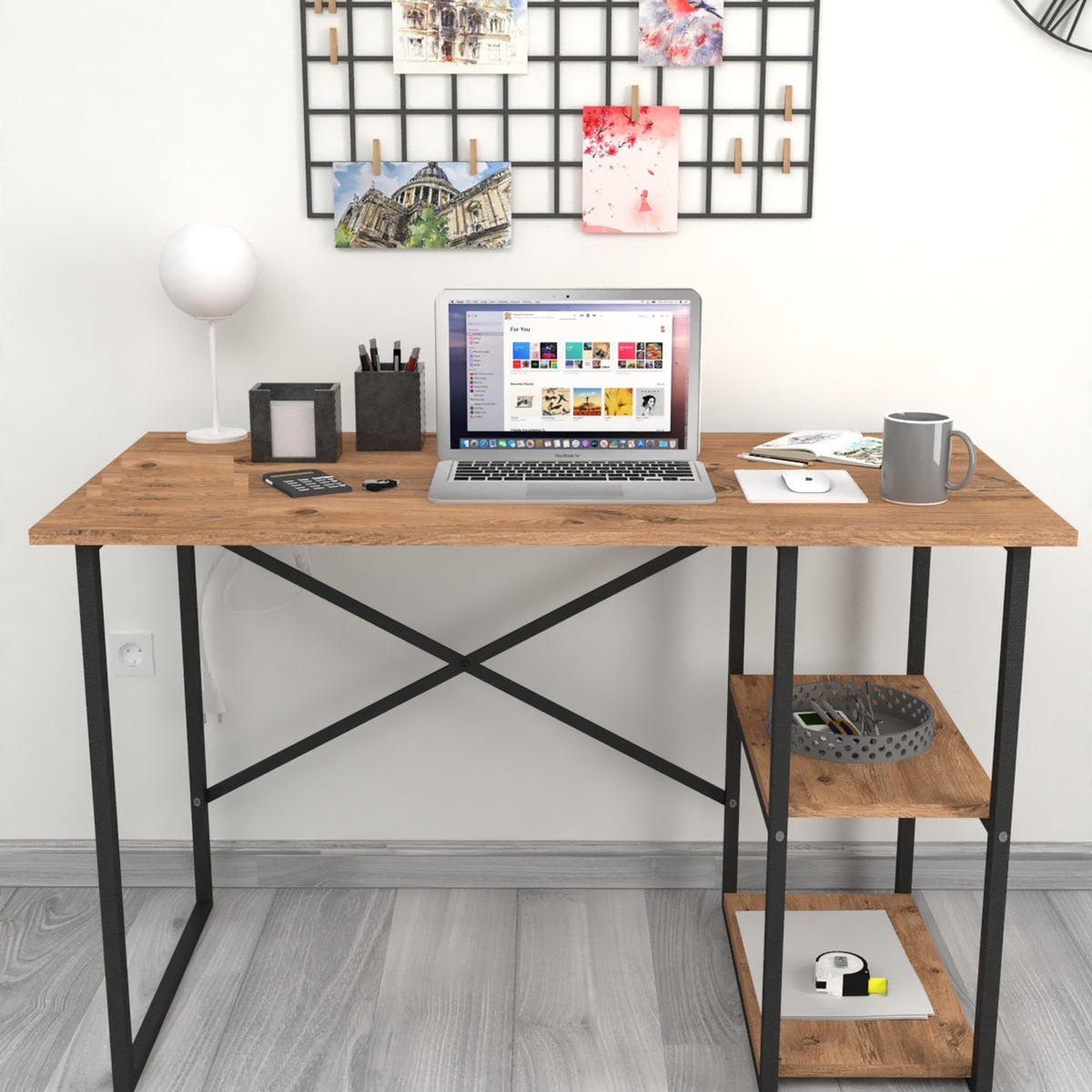 Birou modern cu rafturi laterale – PAL 18 mm, stil elegant, 120x60x75 cm