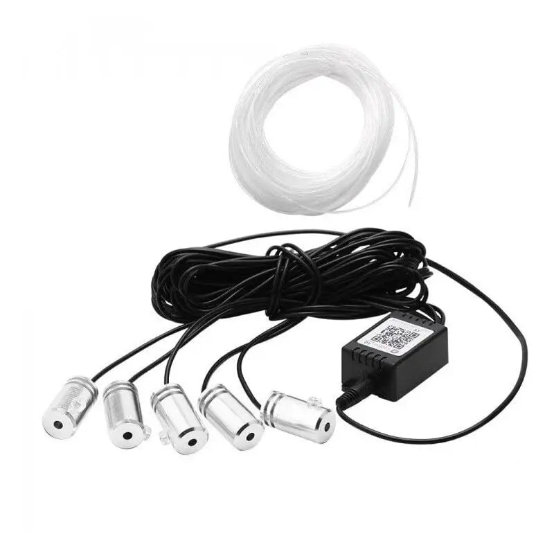Set lumini ambientale premium, auto, pentru bord si usi lungime fir 6M, 5 unitati, aplicatie dedicata iOS, Android, telecomanda