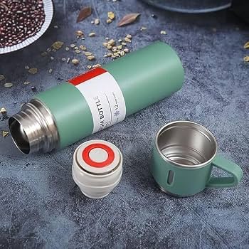 Set Cadou Termos 500ml cu 3 Cesti Inox Perete Dublu Pastreaza Bauturi Calde Reci 12 Ore Etans - detaliu produs