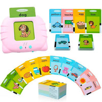 Jucarie educativa Montessori, Set masina de invatare limba engleza cu cititor de carduri, 112 bucati carduri flash 224 de