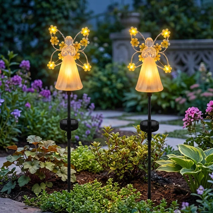 Set 2 Lampi Solare Decor Ingerascu Flori pentru Gradina Multicolor Lumina Calda - detaliu produs