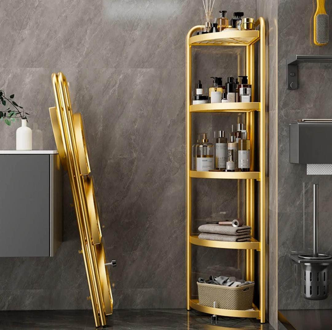 Etajera metalica pliabila pentru colt, 5 niveluri, 157x51x51cm