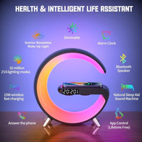 Statie incarcare wireless 3 in 1 cu lampa RGB si boxa bluetooth, control aplicatie - imagine 3