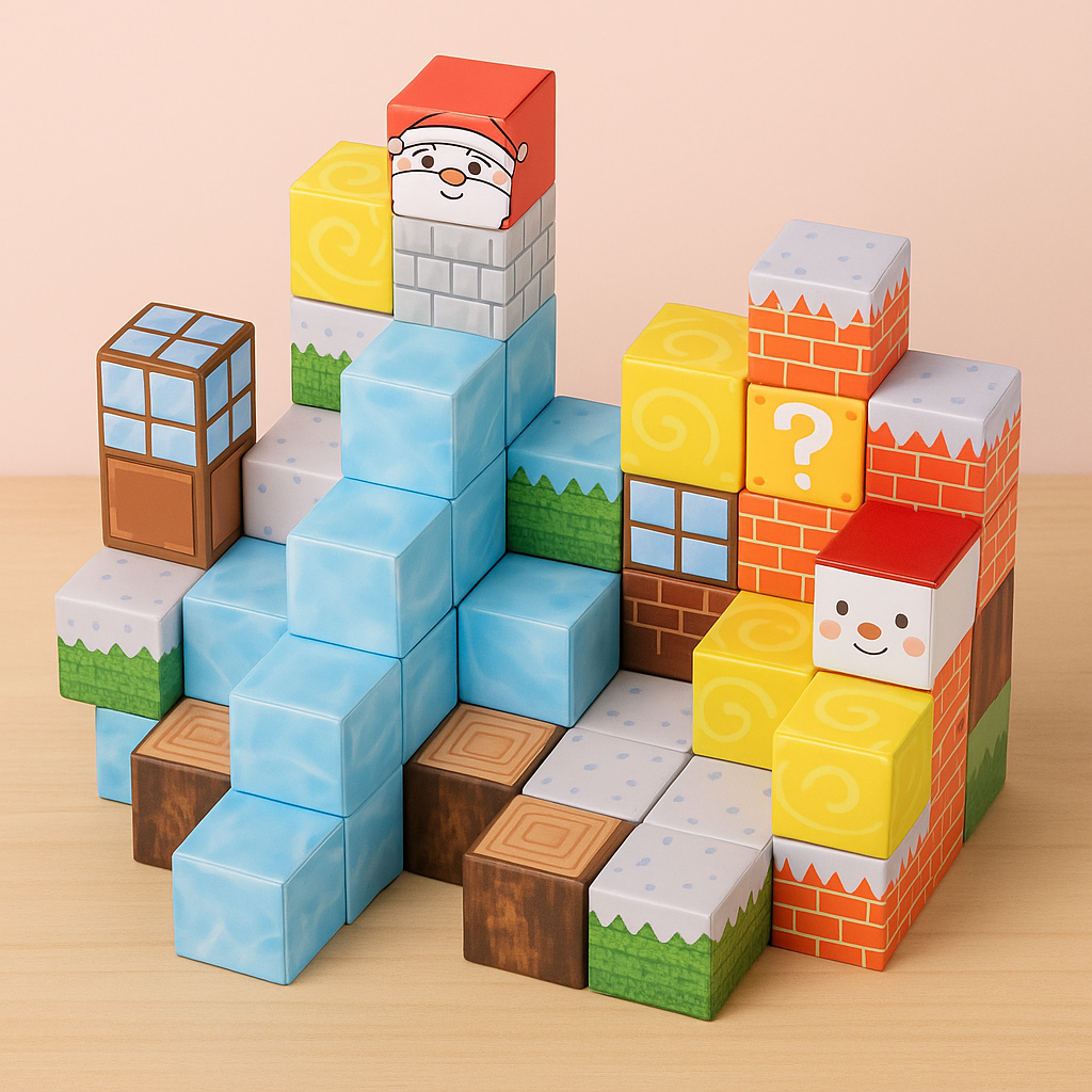 Blocuri magnetice de constructie 3D, 2.5 cm, 64-80 piese